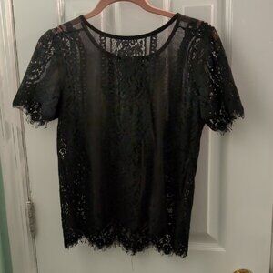 HeartSoul Black Sheer Short Sleeve Blouse
